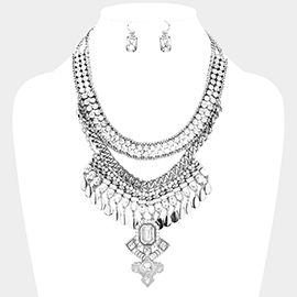 Antique Stone Embellished Statement Necklace