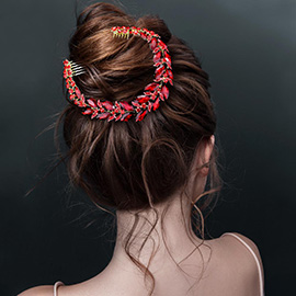 Marquise Stone Cluster Leaf Bun Hair Comb
