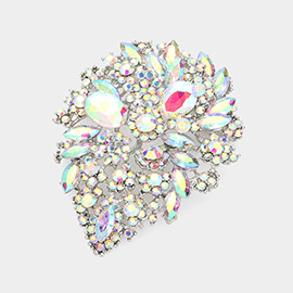 Marquise Stone Accented Flower Pin Brooch