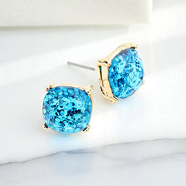 Glitter Square Stud Earrings