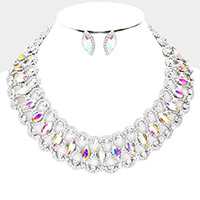 Marquise Stone Accented Collar Evening Necklace