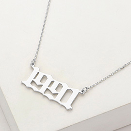 White Gold Dipped 1991 Birth Year Plate Pendant Necklace