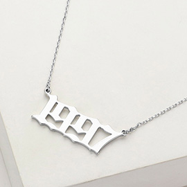 White Gold Dipped 1997 Birth Year Plate Pendant Necklace