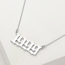 White Gold Dipped 1999 Birth Year Plate Pendant Necklace