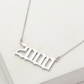 White Gold Dipped 2000 Birth Year Plate Pendant Necklace