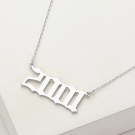 White Gold Dipped 2001 Birth Year Plate Pendant Necklace