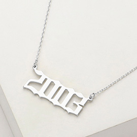White Gold Dipped 2003 Birth Year Plate Pendant Necklace
