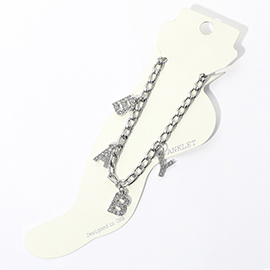 BABY Rhinestone Embellished Charm Message Anklet
