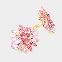 Floral Multi Stone Clip on Evening Earrings