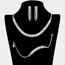 3PCS - Rhinestone Necklace Jewelry Set