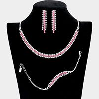 3PCS - Rhinestone Necklace Jewelry Set