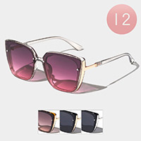 12PCS - Metal Detail Wayfarer Sunglasses