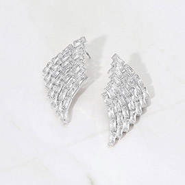 Rectangle Stone Cluster Evening Earrings
