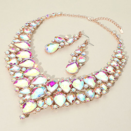 Teardrop Cluster Rhinestone Collar Necklace