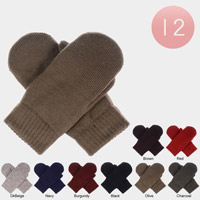 12Pairs - Chenille Lined Mitten Gloves