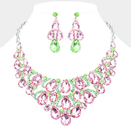 Teardrop Stone Cluster Evening Necklace