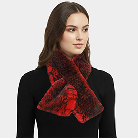 Snake Skin Patterned Faux Fur Pull Through Scarf
