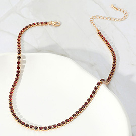 Brass Metal Rhinestone Necklace