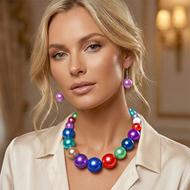 Graduated Pearl Beaded Statement Necklace