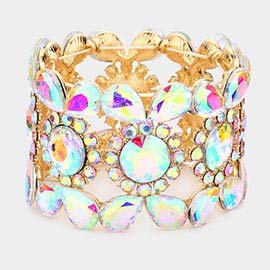 Teardrop Round Stone Stretch Evening Bracelet