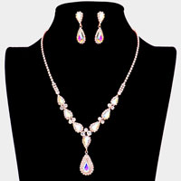 Teardrop Stone Accented Rhinestone Necklace