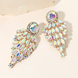Marquise Stone Cluster Vine Dangle Evening Earrings