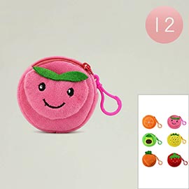 12PCS - Cute Fruit Plush Keychain Mini Coin Purses