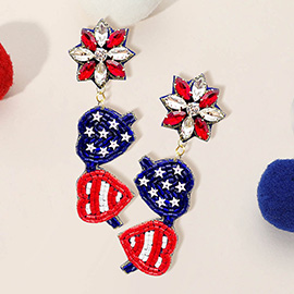 Felt Back American USA Flag Sunglasses Dangle Earrings
