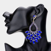 Marquise Crystal Cluster Rhinestone Evening Dangle Earrings 
