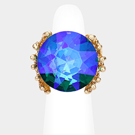 Metal Twig Detailed Round Stone Stretch Ring