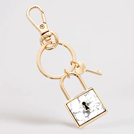 Semi Precious Lock Keychain / Bag Charm