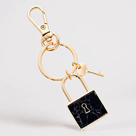 Semi Precious Lock Keychain / Bag Charm