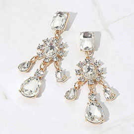 Multi Stone Link Dangle Evening Earrings