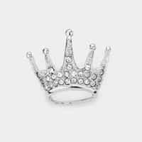 Rhinestone Embellished Crown Pin Brooch