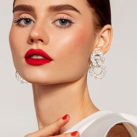 Stone Embellished Link Evening Earrings