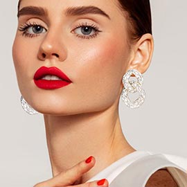 Stone Embellished Link Evening Earrings
