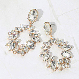 Marquise Stone Cluster Open Oval Evening Earrings