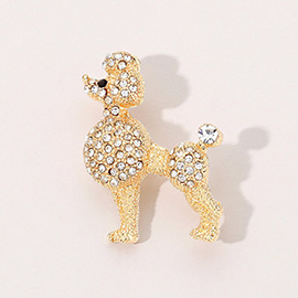 Rhinestone Paved Poodle Brooch