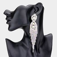 Rhinestone Long Drop Statement Evening Earrings