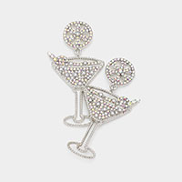 Rhinestone Pearl Paved Cocktail Dangle Earrings