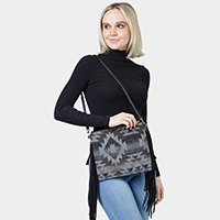 Western Pattern Tassel Crossbody / Clutch Bag
