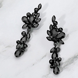 Multi Stone Cluster Vine Dangle Evening Earrings