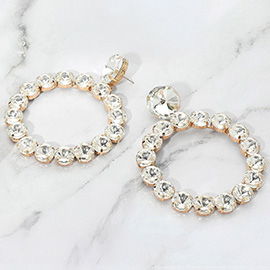 Round Stone Link Evening Earrings