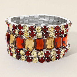 5PCS - Emerald Cut Round Stone Stretch Evening Bracelets