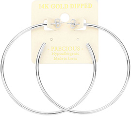 14K White Gold Dipped Metal Hoop Earrings