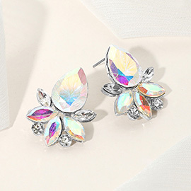 Teardrop Stone Accented Marquise Stone Embellished Evening Earrings