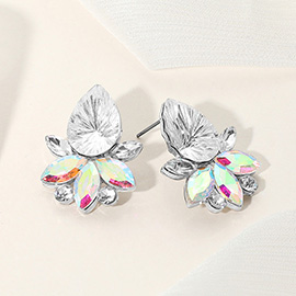 Teardrop Stone Accented Marquise Stone Embellished Evening Earrings
