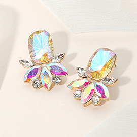 Rectangle Stone Accented Marquise Stone Embellished Evening Earrings
