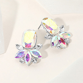 Rectangle Stone Accented Marquise Stone Embellished Evening Earrings