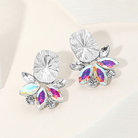 Rectangle Stone Accented Marquise Stone Embellished Evening Earrings